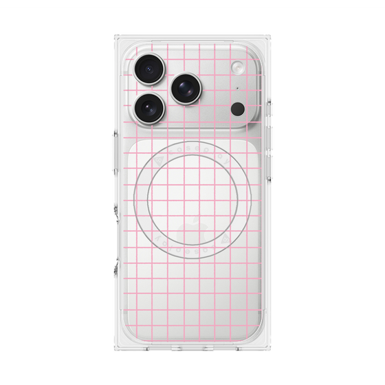 プレミアムスクエアケース with MagSafe［ オリジナル - 推し色チェック - ピンク ］