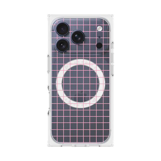 プレミアムスクエアケース with MagSafe［ オリジナル - 推し色チェック - ピンク ］