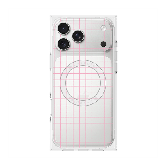 プレミアムスクエアケース with MagSafe［ オリジナル - 推し色チェック - ピンク ］
