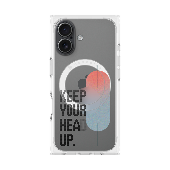 プレミアムスクエアケース with MagSafe［ オリジナル - ドットオーバーレイ - KEEP YOUR HEAD UP/A ］