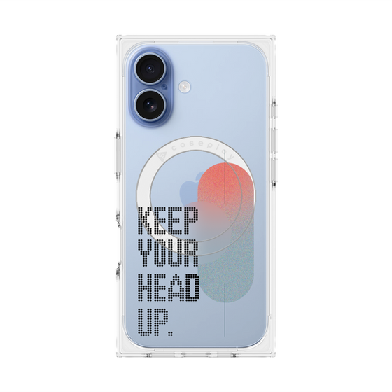 プレミアムスクエアケース with MagSafe［ オリジナル - ドットオーバーレイ - KEEP YOUR HEAD UP/A ］