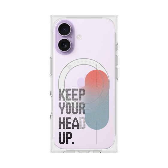 プレミアムスクエアケース with MagSafe［ オリジナル - ドットオーバーレイ - KEEP YOUR HEAD UP/A ］