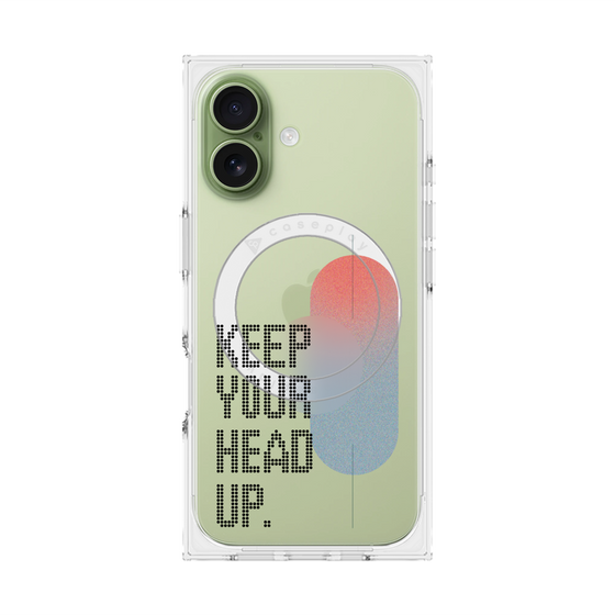 プレミアムスクエアケース with MagSafe［ オリジナル - ドットオーバーレイ - KEEP YOUR HEAD UP/A ］