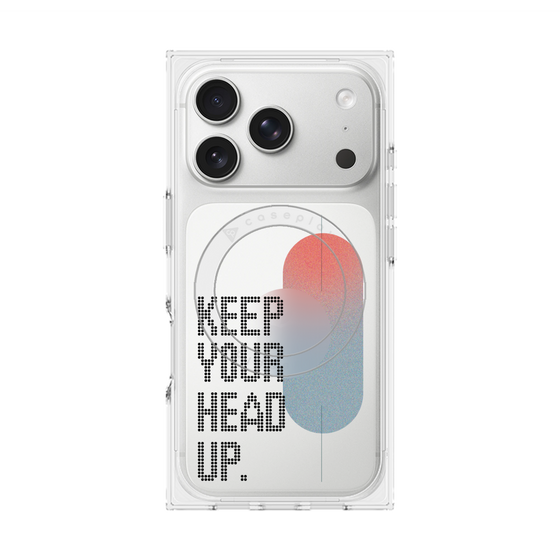 プレミアムスクエアケース with MagSafe［ オリジナル - ドットオーバーレイ - KEEP YOUR HEAD UP/A ］