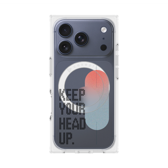 プレミアムスクエアケース with MagSafe［ オリジナル - ドットオーバーレイ - KEEP YOUR HEAD UP/A ］