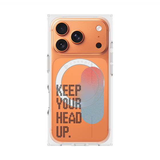 プレミアムスクエアケース with MagSafe［ オリジナル - ドットオーバーレイ - KEEP YOUR HEAD UP/A ］