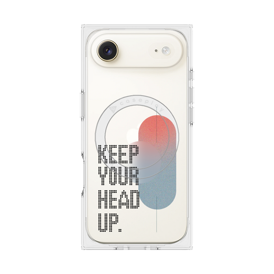 プレミアムスクエアケース with MagSafe［ オリジナル - ドットオーバーレイ - KEEP YOUR HEAD UP/A ］