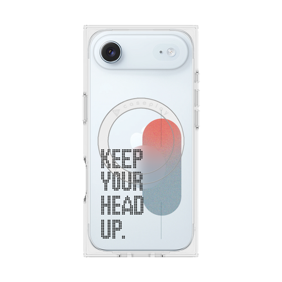 プレミアムスクエアケース with MagSafe［ オリジナル - ドットオーバーレイ - KEEP YOUR HEAD UP/A ］
