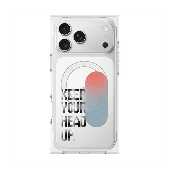プレミアムスクエアケース with MagSafe［ オリジナル - ドットオーバーレイ - KEEP YOUR HEAD UP/A ］