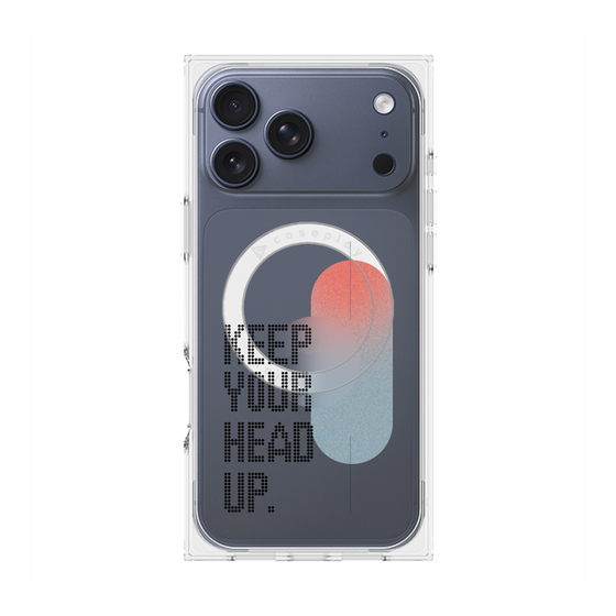 プレミアムスクエアケース with MagSafe［ オリジナル - ドットオーバーレイ - KEEP YOUR HEAD UP/A ］