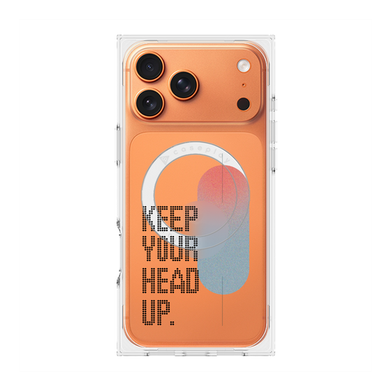 プレミアムスクエアケース with MagSafe［ オリジナル - ドットオーバーレイ - KEEP YOUR HEAD UP/A ］
