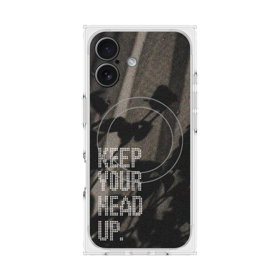 プレミアムスクエアケース with MagSafe［ オリジナル - ドットオーバーレイ - KEEP YOUR HEAD UP/B ］