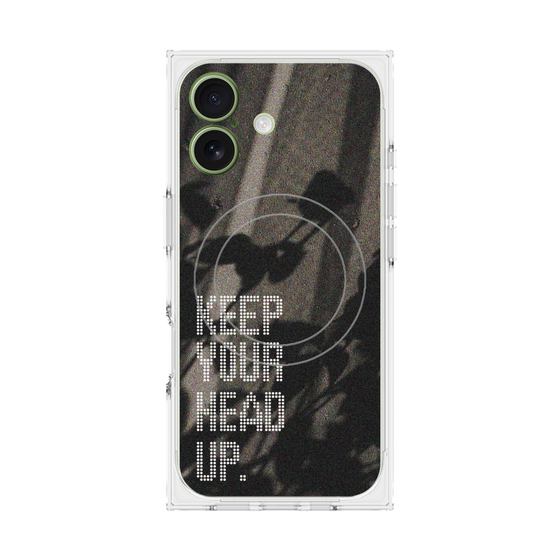 プレミアムスクエアケース with MagSafe［ オリジナル - ドットオーバーレイ - KEEP YOUR HEAD UP/B ］
