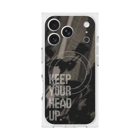 プレミアムスクエアケース with MagSafe［ オリジナル - ドットオーバーレイ - KEEP YOUR HEAD UP/B ］