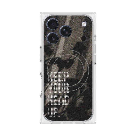 プレミアムスクエアケース with MagSafe［ オリジナル - ドットオーバーレイ - KEEP YOUR HEAD UP/B ］