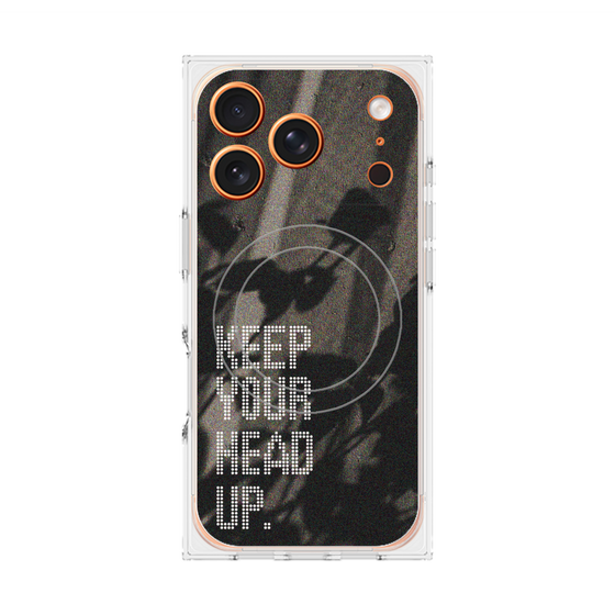 プレミアムスクエアケース with MagSafe［ オリジナル - ドットオーバーレイ - KEEP YOUR HEAD UP/B ］