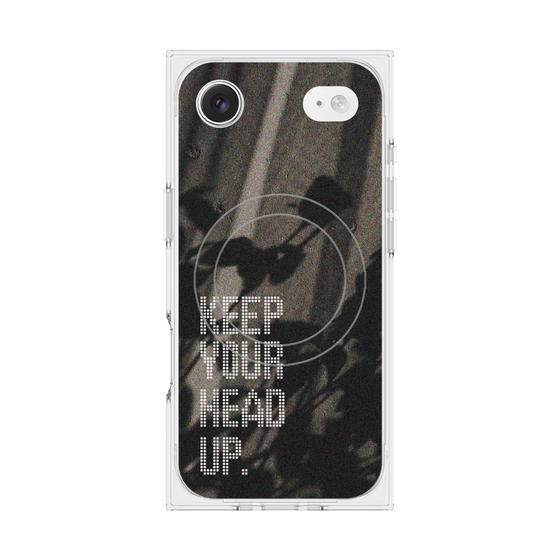 プレミアムスクエアケース with MagSafe［ オリジナル - ドットオーバーレイ - KEEP YOUR HEAD UP/B ］