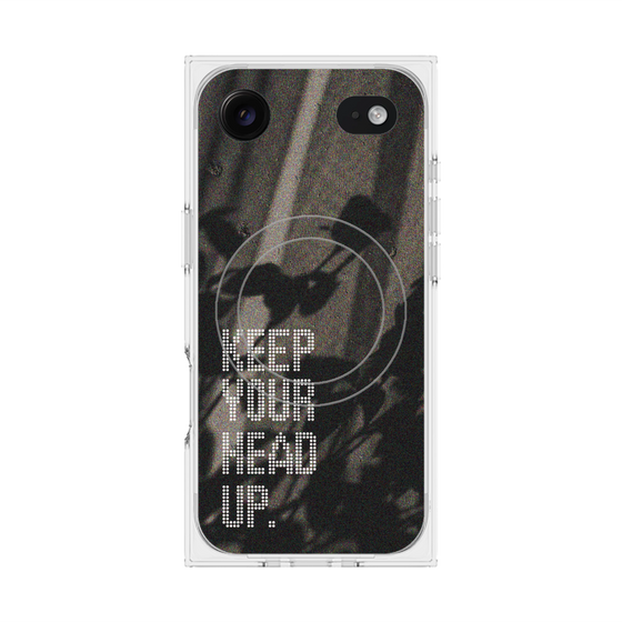 プレミアムスクエアケース with MagSafe［ オリジナル - ドットオーバーレイ - KEEP YOUR HEAD UP/B ］
