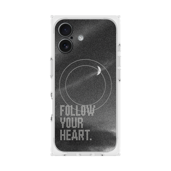 プレミアムスクエアケース with MagSafe［ オリジナル - ドットオーバーレイ - FOLLOW YOUR HEART/B ］