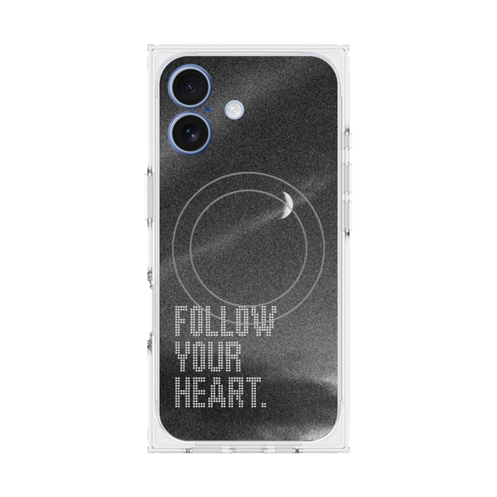 プレミアムスクエアケース with MagSafe［ オリジナル - ドットオーバーレイ - FOLLOW YOUR HEART/B ］