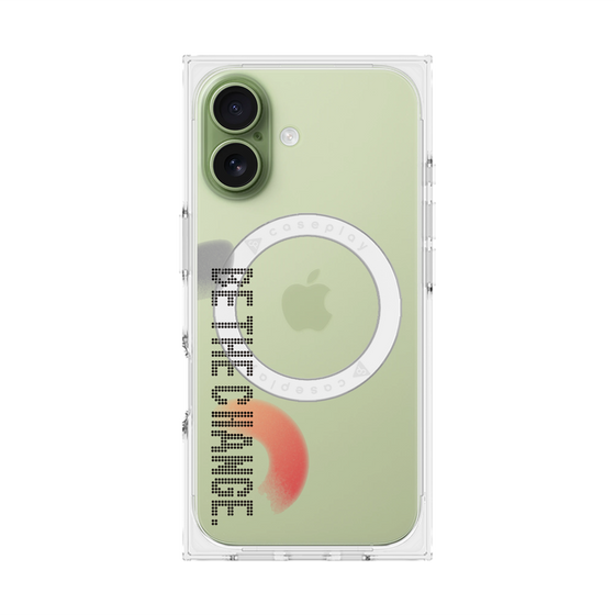 プレミアムスクエアケース with MagSafe［ オリジナル - ドットオーバーレイ - BE THE CHANGE/A ］