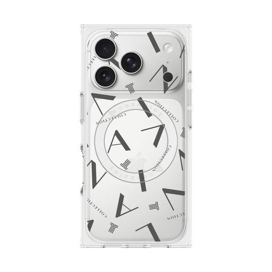 プレミアムスクエアケース with MagSafe［ LANVIN COLLECTION - タイポグラフィ - グレー ］