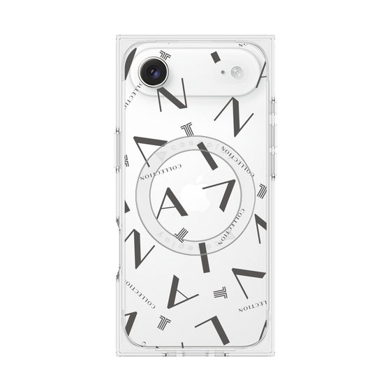 プレミアムスクエアケース with MagSafe［ LANVIN COLLECTION - タイポグラフィ - グレー ］
