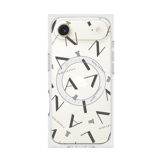 プレミアムスクエアケース with MagSafe［ LANVIN COLLECTION - タイポグラフィ - グレー ］
