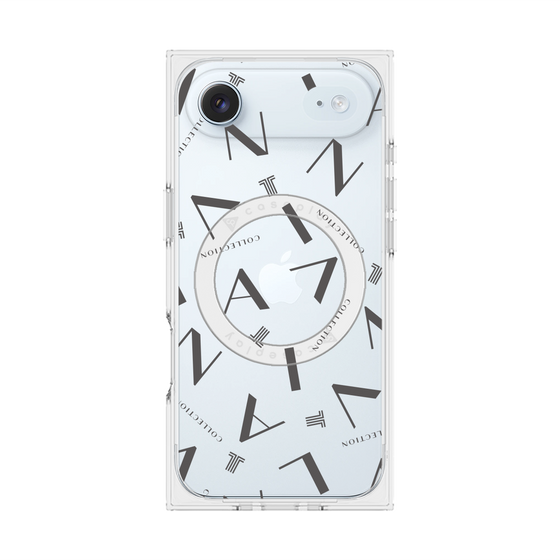 プレミアムスクエアケース with MagSafe［ LANVIN COLLECTION - タイポグラフィ - グレー ］