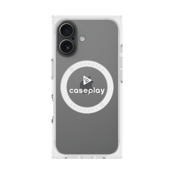 プレミアムスクエアケース with MagSafe［ オリジナル - caseplayロゴ - ホワイト/D ］