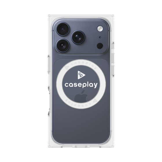 プレミアムスクエアケース with MagSafe［ オリジナル - caseplayロゴ - ホワイト/D ］