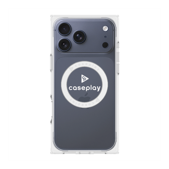 プレミアムスクエアケース with MagSafe［ オリジナル - caseplayロゴ - ホワイト/D ］