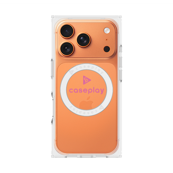 プレミアムスクエアケース with MagSafe［ オリジナル - caseplayロゴ - ピンク/D ］