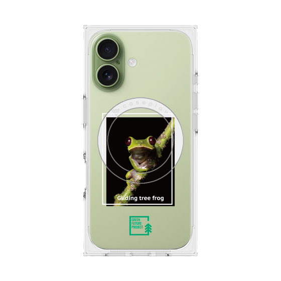 プレミアムスクエアケース with MagSafe［ Green Future Project - Gliding tree frog ］