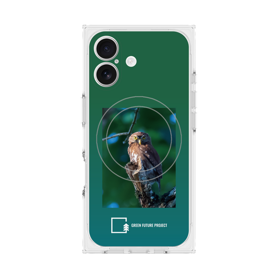 プレミアムスクエアケース with MagSafe［ Green Future Project - Ferruginous Pygmy Owl ］