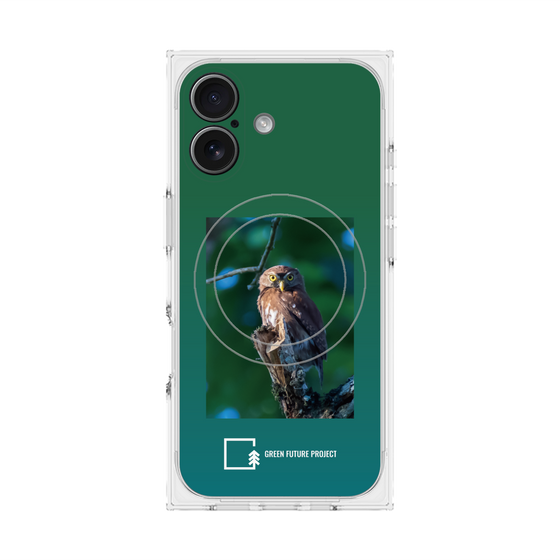プレミアムスクエアケース with MagSafe［ Green Future Project - Ferruginous Pygmy Owl ］