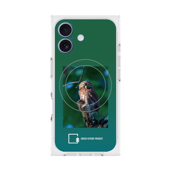 プレミアムスクエアケース with MagSafe［ Green Future Project - Ferruginous Pygmy Owl ］