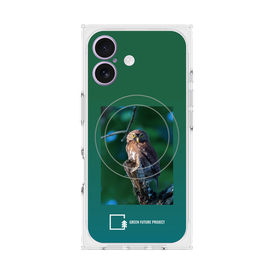 プレミアムスクエアケース with MagSafe［ Green Future Project - Ferruginous Pygmy Owl ］