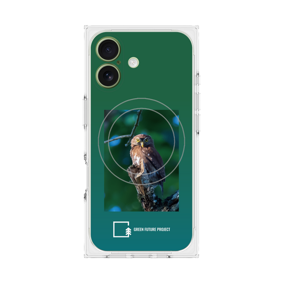 プレミアムスクエアケース with MagSafe［ Green Future Project - Ferruginous Pygmy Owl ］