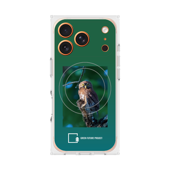 プレミアムスクエアケース with MagSafe［ Green Future Project - Ferruginous Pygmy Owl ］