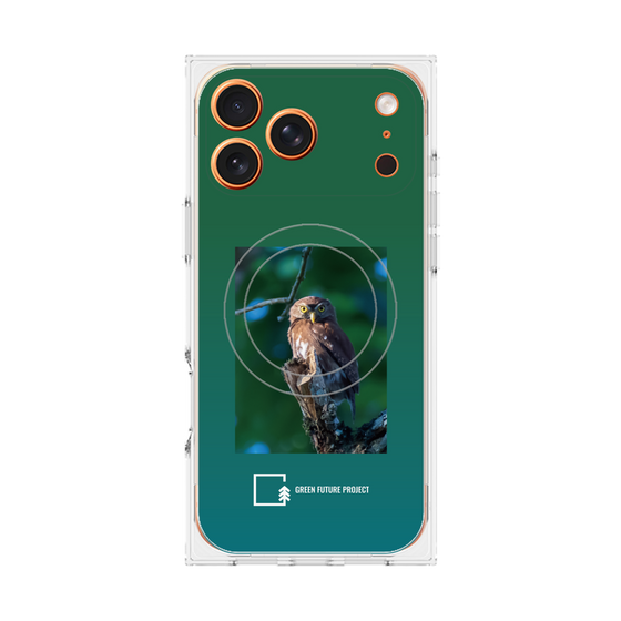 プレミアムスクエアケース with MagSafe［ Green Future Project - Ferruginous Pygmy Owl ］