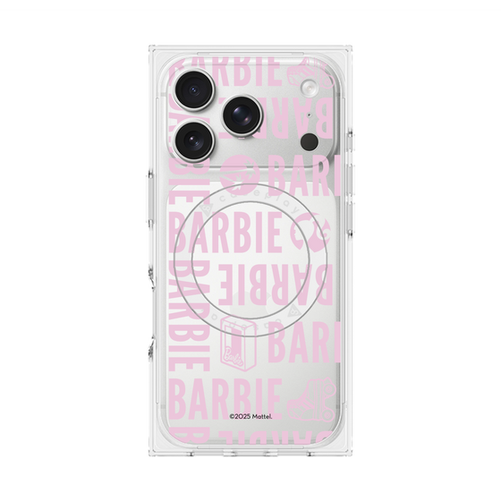 プレミアムスクエアケース with MagSafe［ Barbie - ロゴパターン3 - クリア ］