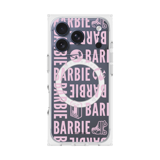 プレミアムスクエアケース with MagSafe［ Barbie - ロゴパターン3 - クリア ］