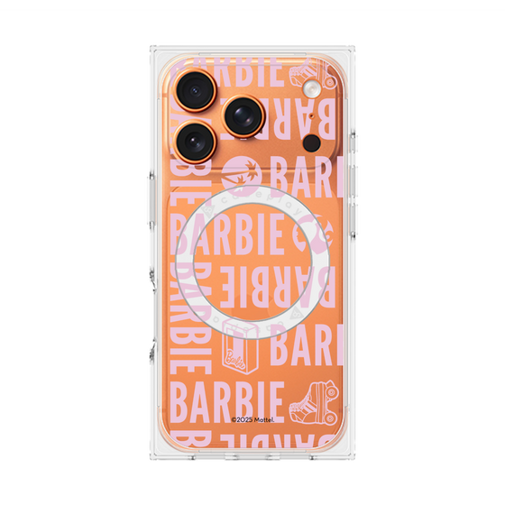 プレミアムスクエアケース with MagSafe［ Barbie - ロゴパターン3 - クリア ］