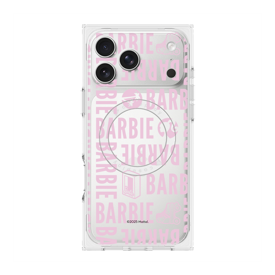 プレミアムスクエアケース with MagSafe［ Barbie - ロゴパターン3 - クリア ］