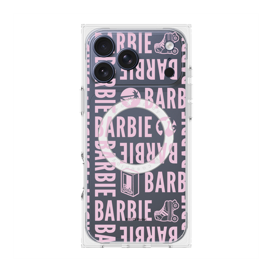 プレミアムスクエアケース with MagSafe［ Barbie - ロゴパターン3 - クリア ］