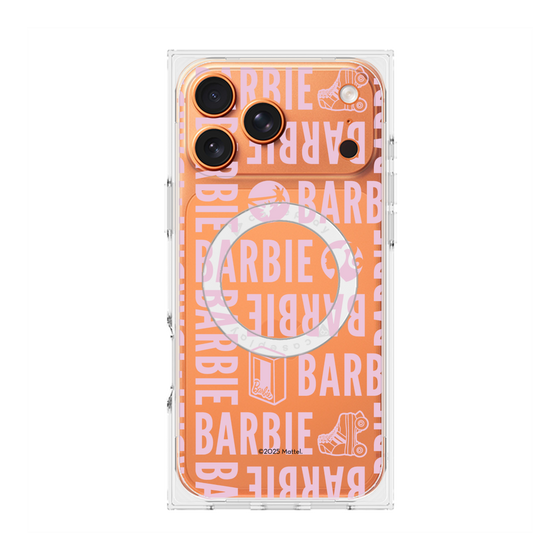 プレミアムスクエアケース with MagSafe［ Barbie - ロゴパターン3 - クリア ］