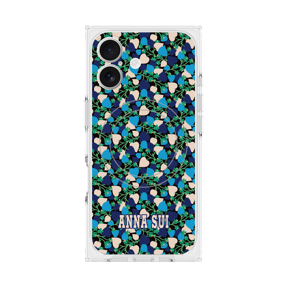プレミアムスクエアケース with MagSafe［ ANNA SUI - HEARTS VINE - BLUE ］