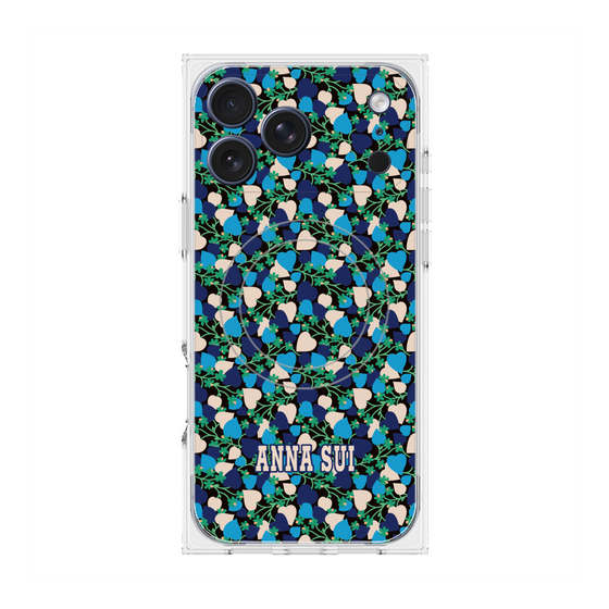 プレミアムスクエアケース with MagSafe［ ANNA SUI - HEARTS VINE - BLUE ］