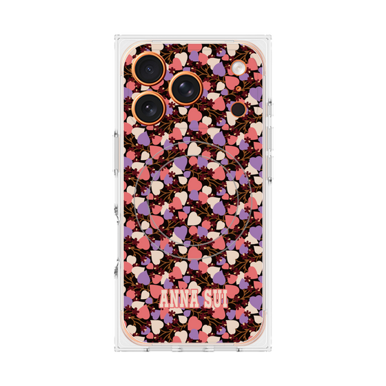 プレミアムスクエアケース with MagSafe［ ANNA SUI - HEARTS VINE - PINK ］